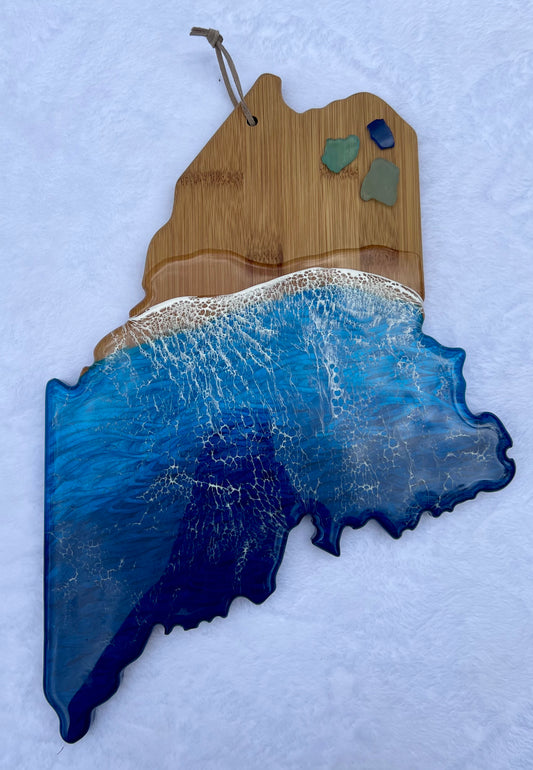 State of Maine Shaped Charcuterie Board-Nantucket Blues