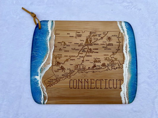 State of Conneticut Engraved Map Charcuterie Board-Nantucket Blues