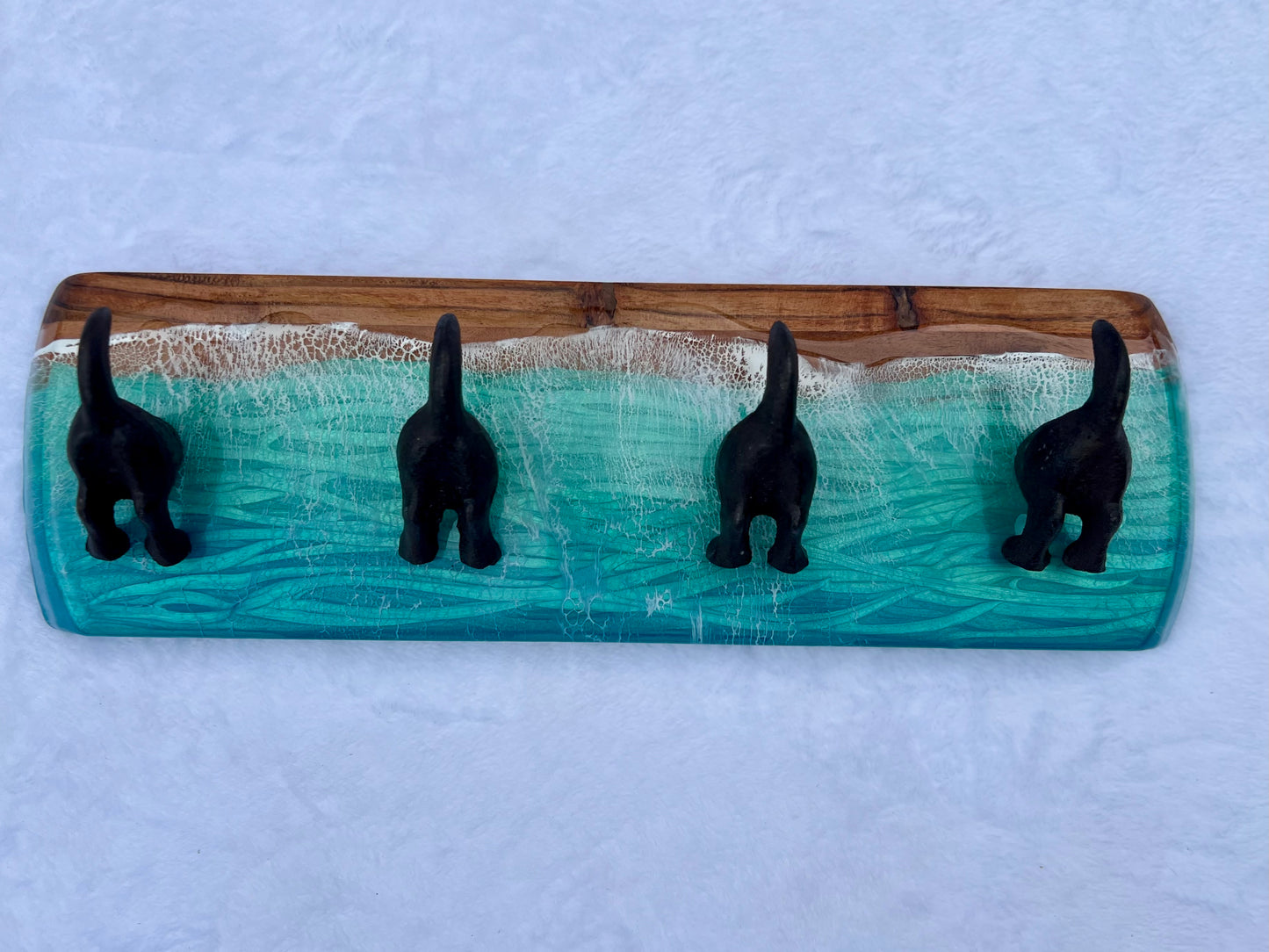 Ocean Wall Hanger with Four Doggy Behind Hooks