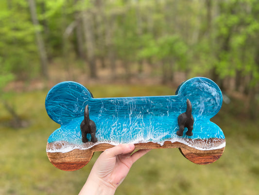 Dog Bone Hanger with Two Doggy Behind Hooks