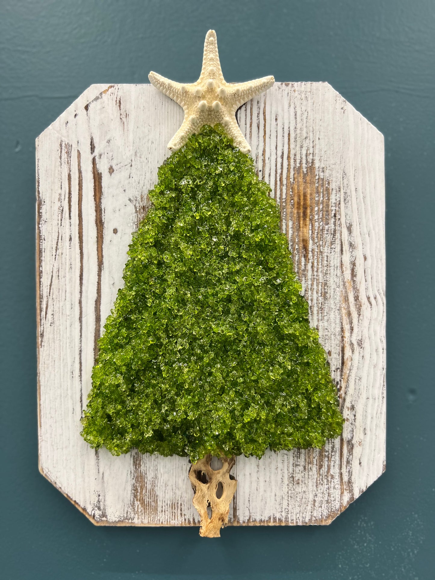 Crushed Green Glass Holiday Tree Wall Art Option 2
