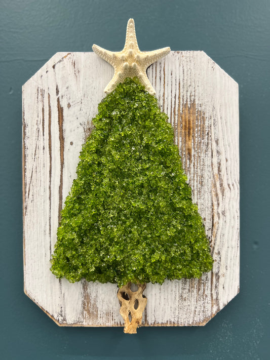 Crushed Green Glass Holiday Tree Wall Art Option 2